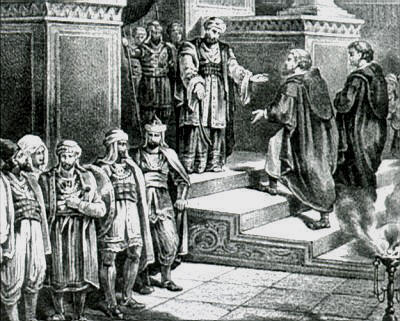 Abderamn III recibe a una comisin de emisarios cristianos.