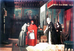 Cisneros es presentado de Isabel I de Castilla por el Cardenal Mendoza.