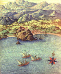 Piratas berberiscos en las costas de Almera. Sierra de Laujar al fondo.
