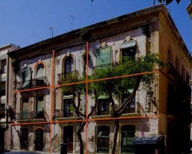 Fachada principal de las viviendas Antiguo Granero. Plaza Granero, n 6