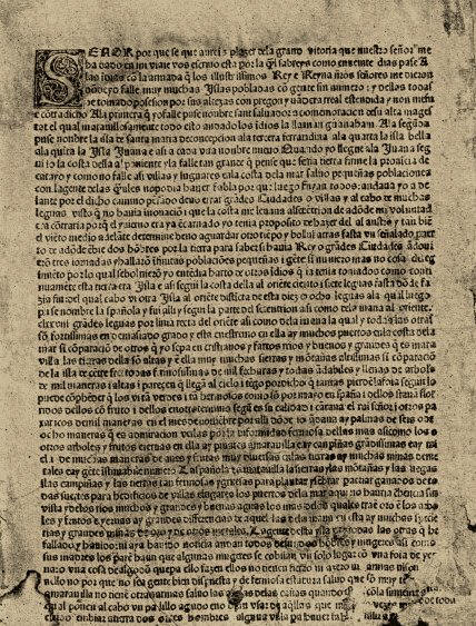Carta facsímil del primer viaje de Colón