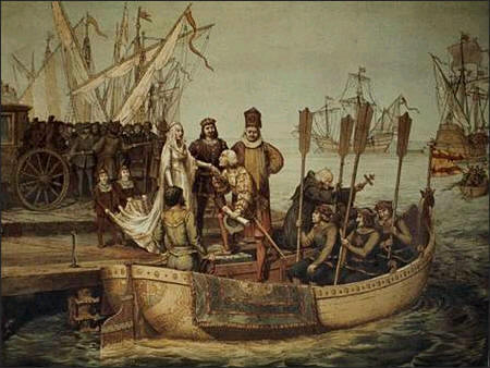 Colón es despedido por la reina Isabel I en el puerto de Palos