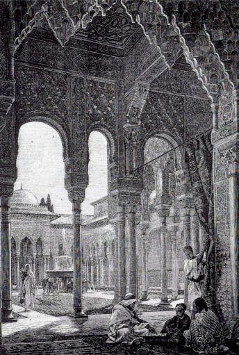 Dibujo del Palacio de la Fuente de los Leones. Alhambra