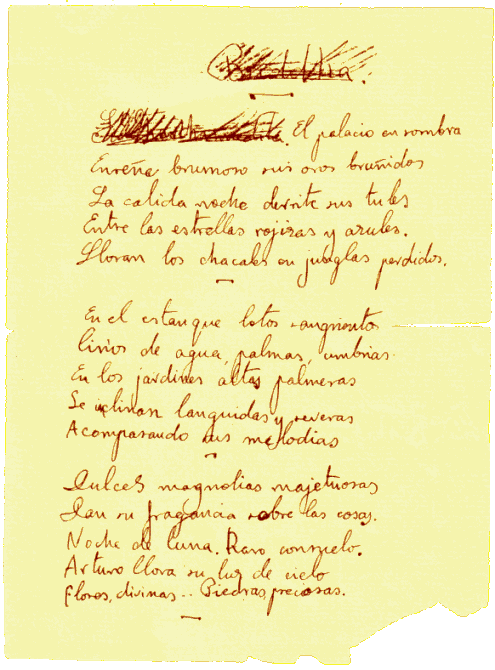 Cuartilla 1 del poema" Buddha" de Federico Garca Lorca.