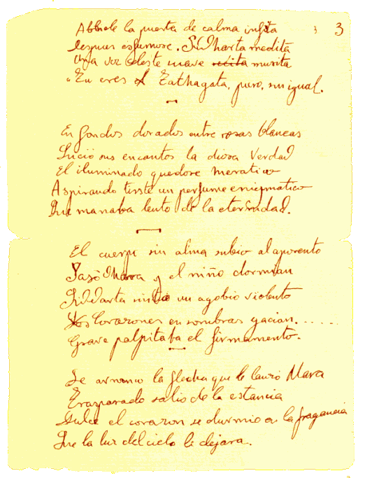 Cuartilla 3 del poema" Buddha" de Federico Garca Lorca.