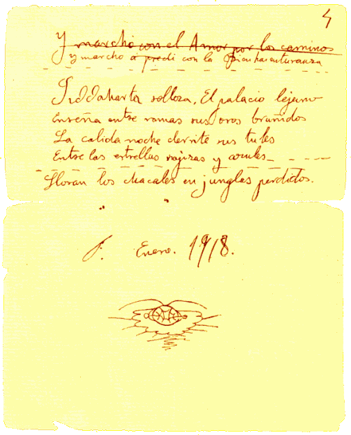 Cuartilla 4ª del poema" Buddha" de Federico García Lorca.