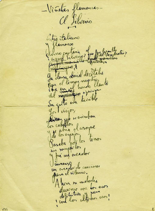 Texto manuscrito por Federico García Lorca