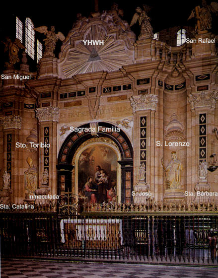Capilla de la Sagrada Familia del pintor Maella en el Trascoro de la Catedral. Conocido también como "cuadro de las tieras" o "La Virgen de Belén"