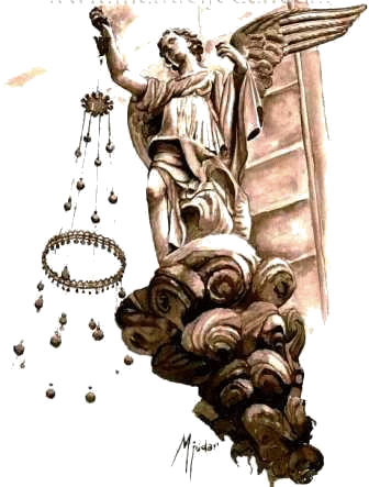 Dibujo de Manuel Jódar.Ángel del Tabernáculo en el Altar Mayor de la Catedral de Jaén
