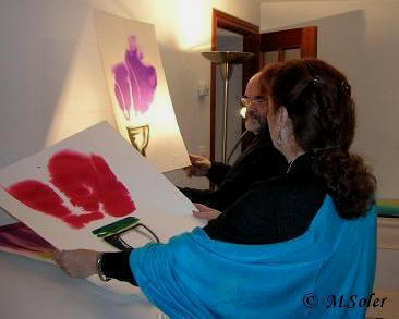 Pedro y Milagros en el estudio del pintor en Granada (Ao 2007)