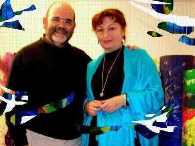 Pedro Garciarias y Milagros Soler en el estudio del pintor en Granada. Foto:C-Soler