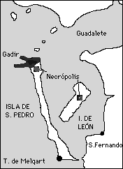 Ubicación del templo de Melkart en la isla de Sancti Petri (Cádiz)