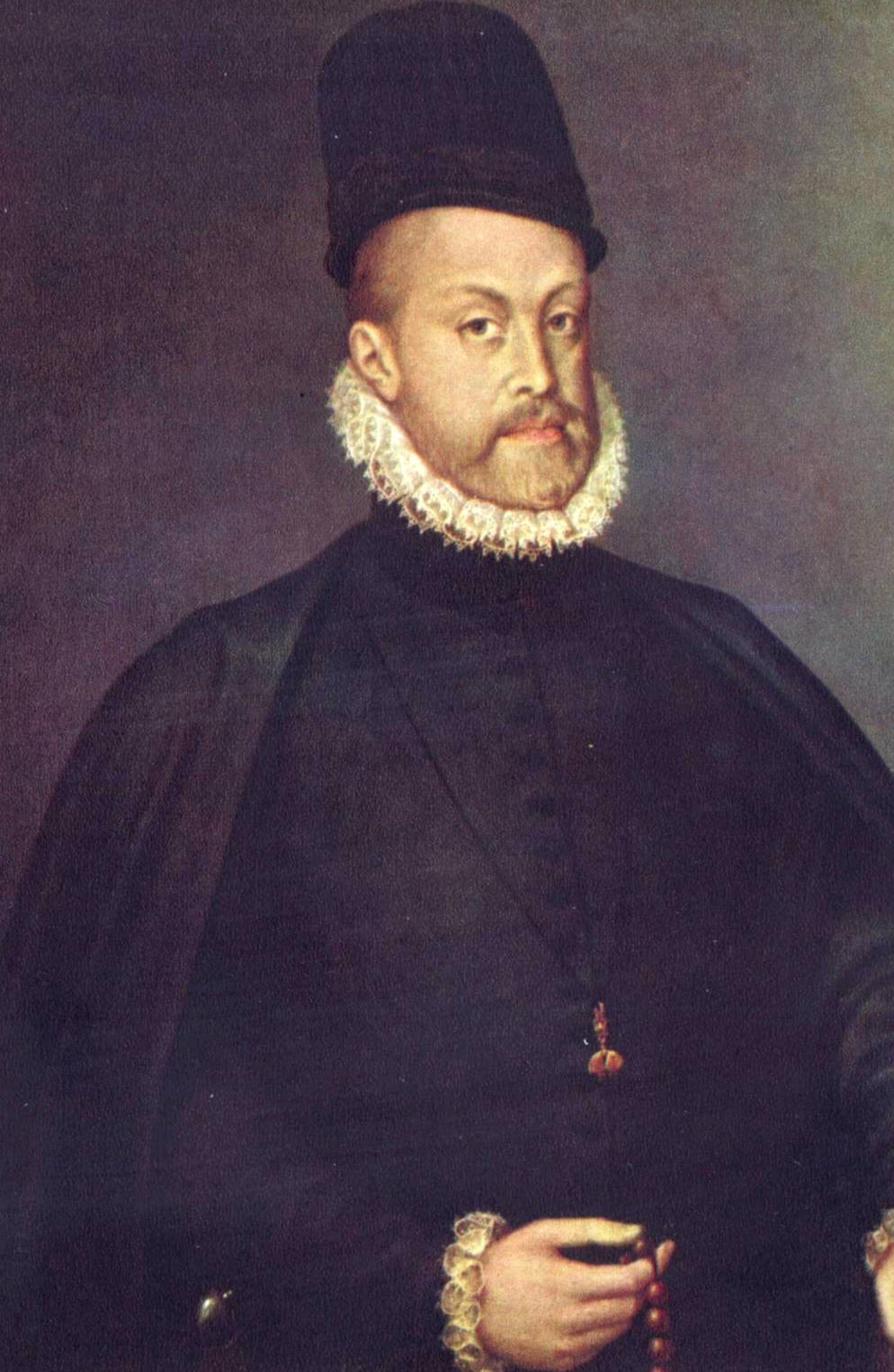 Felipe II, hijo de Carlos V y biznieto de los Reyes Católicos.
