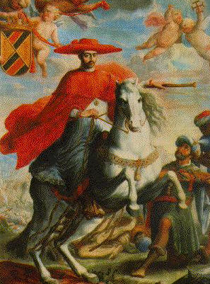 Retrato ecuestre del Cardenal Mendoza atribuído a Manuel Peti Vander (1705)