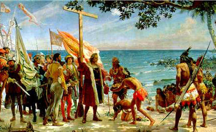 Cristobal Colón llega al Nuevo Continente. Museo Naval de Madrid