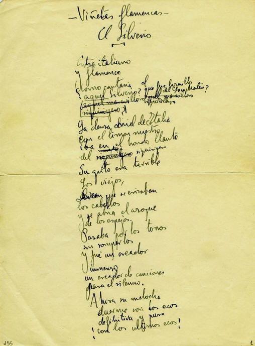 Texto manuscrito por Federico Garca Lorca