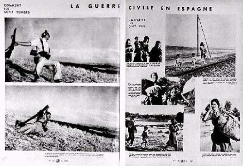 Primeras publicaciones de las fotos atribudas a Robert Capa.Revista "Vu"