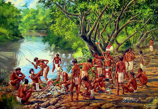 Indios taínos. A la llagada de los europeos, estaban enfrentados a los indios caribe  