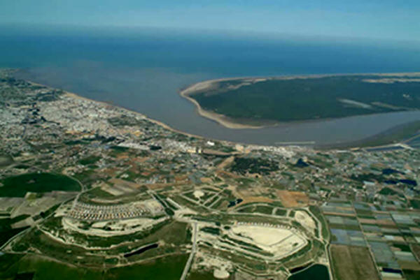 Vista area de Sanlcar de Barrameda