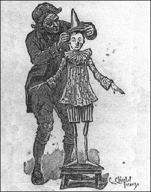 Dibujo para la ilustracin del cuento "Pinocho", en el momento de la creacin de la marioneta.