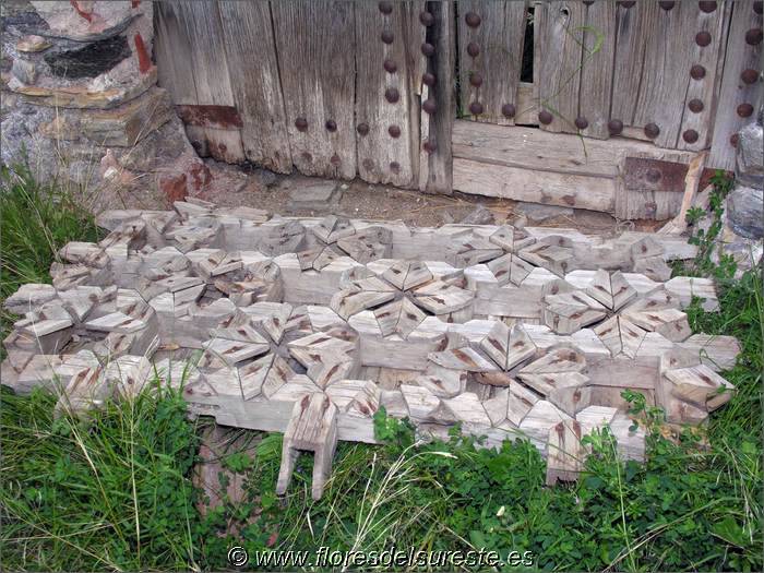 Restos del artesonado mud�jar ante la puerta de la iglesia. 